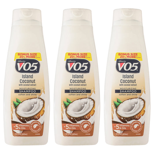Moisturizing Island Coconut Shampoo by Alberto VO5 for Unisex - 15 oz Shampoo - Pack of 3