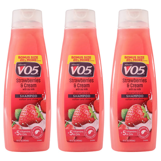 Moisturizing Strawberries Cream Shampoo by Alberto VO5 for Unisex - 15 oz Shampoo - Pack of 3