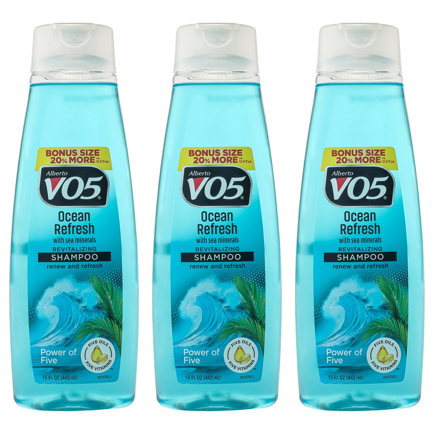 Revitalizing Ocean Refresh Shampoo by Alberto VO5 for Unisex - 15 oz Shampoo - Pack of 3