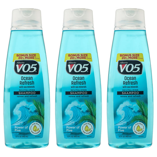 Revitalizing Ocean Refresh Shampoo by Alberto VO5 for Unisex - 15 oz Shampoo - Pack of 3