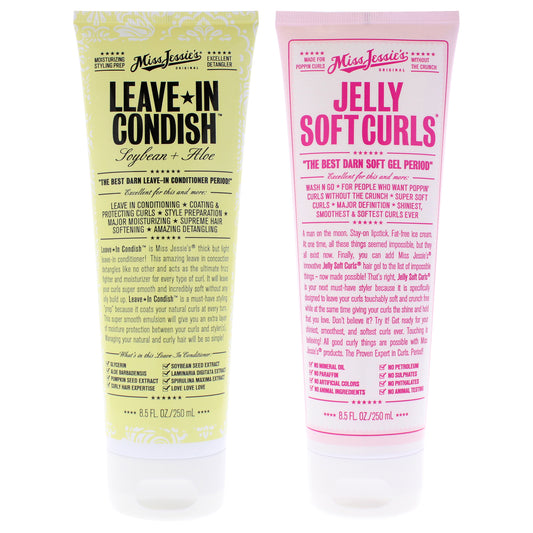 Leave in Condish and Jelly Soft Curl Kit by Miss Jessies for Unisex - 2 Pc Kit 8.5oz Conditioner, 8.5oz Gel