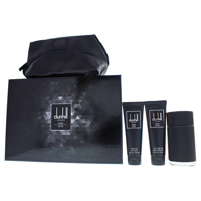 Icon Elite by Dunhill for Men - 4 Pc Gift Set 3.4oz EDP Spray, 3oz Shower Gel, 3oz After Shave Balm, Pouch