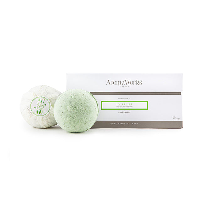 Inspire AromaBomb Duo by Aromaworks for Unisex - 2 x 8.81 oz Bath Bomb