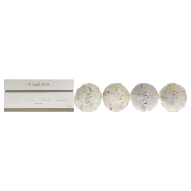 AromaBomb Quad Box Set by Aromaworks for Unisex - 4 x 8.81 Pc Set Nurture AromaBomb, Serenity AromaBomb, Inspire AromaBomb, Soulful AromaBomb
