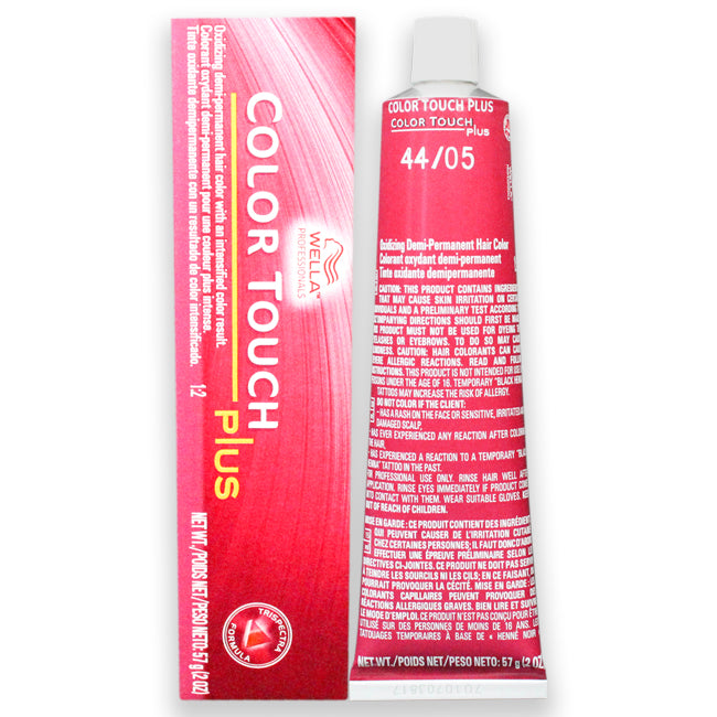 Color Touch Plus Demi-Permanent Color - 44 05 Intense Med Brown-Natural Red Violet by Wella for Unisex - 2 oz Hair Color