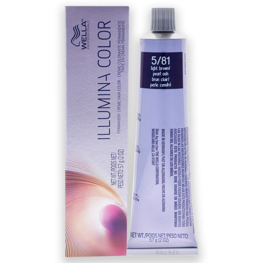 Illumina Color Permanent Creme Hair Color - 5 81 Light Brown-Pearl Ash by Wella for Unisex - 2 oz Hair Color