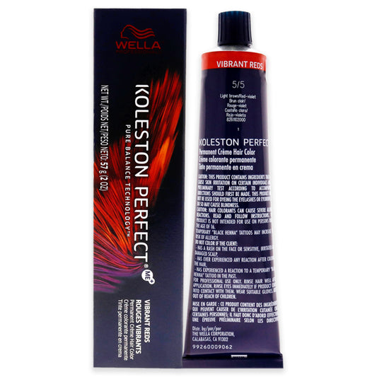 Koleston Perfect Permanent Creme Hair Color - 5 5 Light Brown-Red-Violet by Wella for Unisex - 2 oz Hair Color