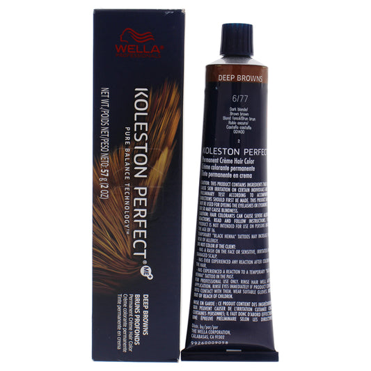 Koleston Perfect Permanent Creme Hair Color - 6 77 Dark Blonde-Brown Brown by Wella for Unisex - 2 oz Hair Color