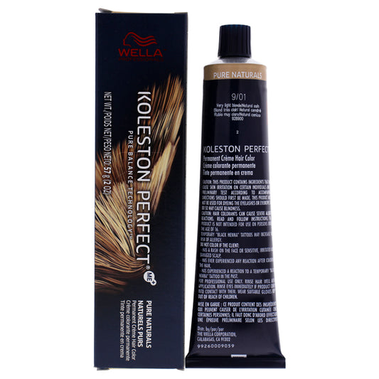 Koleston Perfect Permanent Creme Hair Color - 9 01 Very Light Blonde-Natural Ash by Wella for Unisex - 2 oz Hair Color