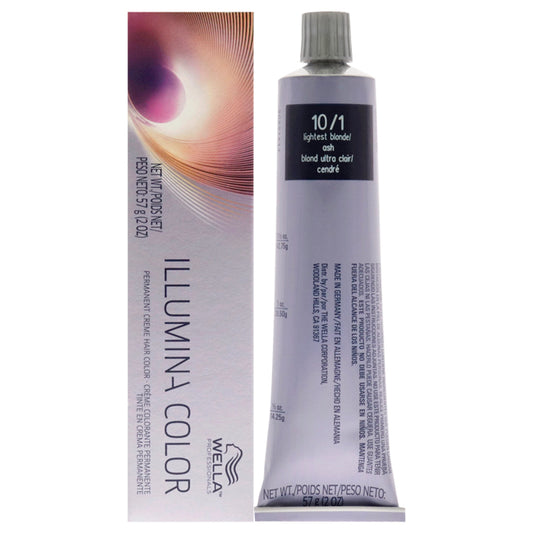 Illumina Color Permanent Creme Hair Color - 10-1 Lightest Blonde-Ash by Wella for Unisex - 2 oz Hair Color