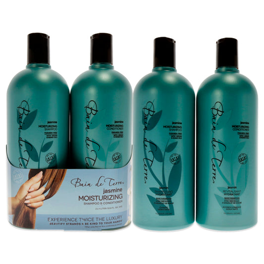 Jasmine Moisturizing Duo by Bain de Terre for Unisex - 2 Pc 33.8 oz Shampoo, 33.8oz Conditioner