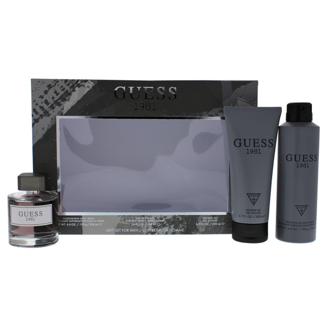 Guess 1981 by Guess for Men - 3 Pc Gift Set 3.4oz EDT Spray, 6oz Deodorant Body Spray, 6.7oz Shower Gel
