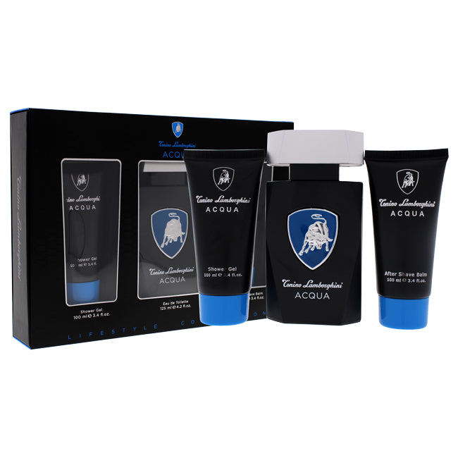 Acqua by Tonino Lamborghini for Men - 3 Pc Gift Set 4.2oz EDT Spray, 3.4oz Shower Gel, 3.4oz After Shave Balm