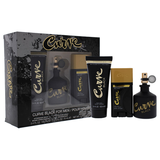 Curve Black by Liz Claiborne for Men - 3 Pc Gift Set 2.5oz EDC Spray, 3.4oz After Shave Balm, 1.7oz Deodorant Stick