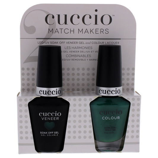 Match Makers Set - Jakarta Jade by Cuccio Colour for Women - 2 Pc 0.44oz Veneer Soak Of Gel Nail Polish, 0.43oz Colour Nail Polish