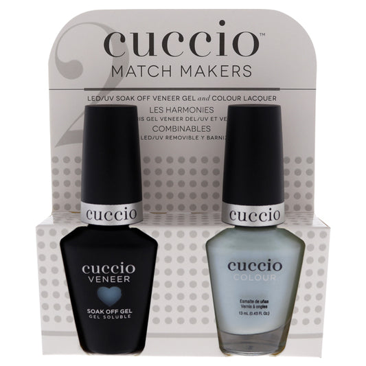 Match Makers Set - Meet Me in Mykonos by Cuccio Colour for Women - 2 Pc 0.44oz Veneer Soak Of Gel Nail Polish, 0.43oz Colour Nail Polish