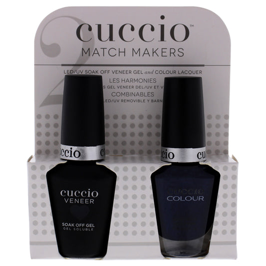 Match Makers Set - On the Nile Blue by Cuccio Colour for Women - 2 Pc 0.44oz Veneer Soak Of Gel Nail Polish, 0.43oz Colour Nail Polish