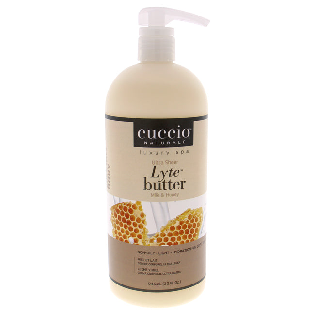 Ultra Sheer Lyte Butter - Milk and Honey by Cuccio Naturale for Unisex - 32 oz Body Butter