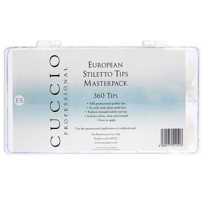 Pro European Stiletto Tips Masterpack by Cuccio Pro for Women - 360 Pc Acrylic Nails