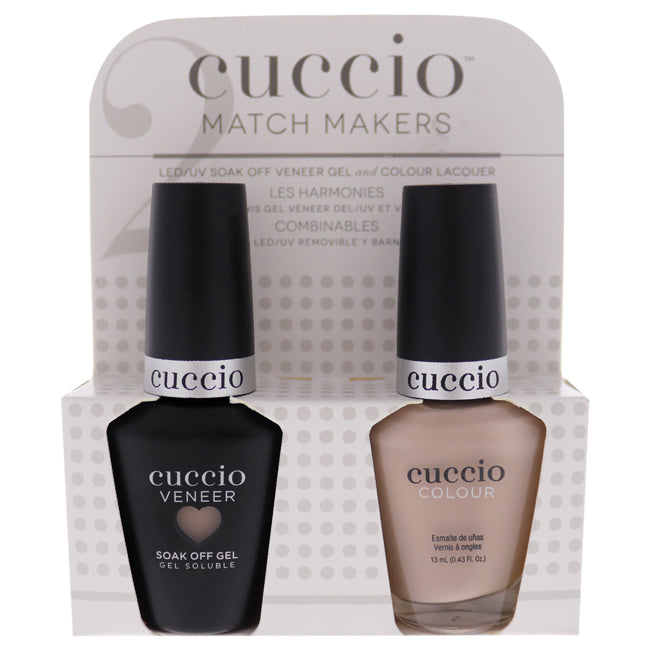 Match Makers Set - Bite Your Lip by Cuccio Colour for Women - 2 Pc 0.44oz Veneer Soak Of Gel Nail Polish, 0.43oz Colour Nail Polish