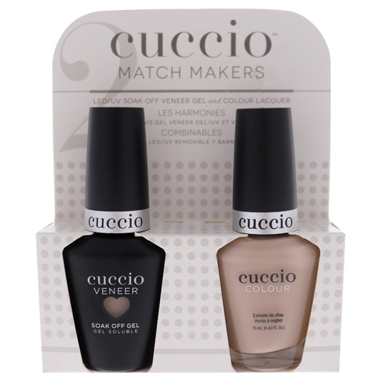 Match Makers Set - Bite Your Lip by Cuccio Colour for Women - 2 Pc 0.44oz Veneer Soak Of Gel Nail Polish, 0.43oz Colour Nail Polish