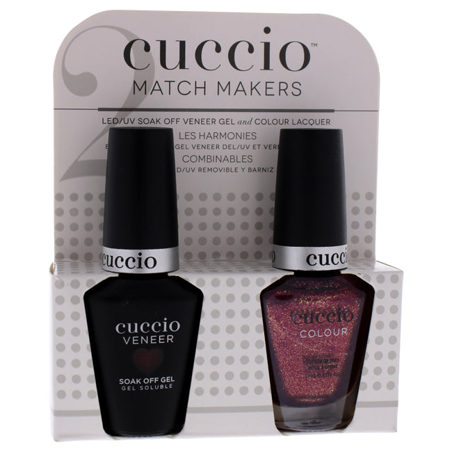 Match Makers Set - Cheers to New Years by Cuccio Colour for Women - 2 Pc 0.44oz Veneer Soak Of Gel Nail Polish, 0.43oz Colour Nail Polish