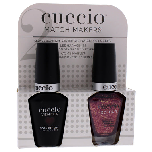 Match Makers Set - Cheers to New Years by Cuccio Colour for Women - 2 Pc 0.44oz Veneer Soak Of Gel Nail Polish, 0.43oz Colour Nail Polish
