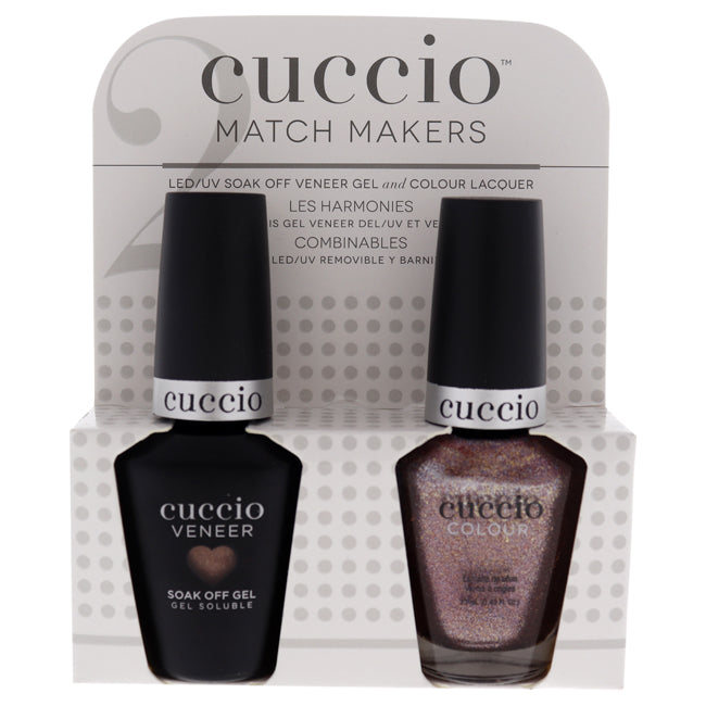 Match Makers Set - Coffe Tea or Me by Cuccio Colour for Women - 2 Pc 0.44oz Veneer Soak Of Gel Nail Polish, 0.43oz Colour Nail Polish