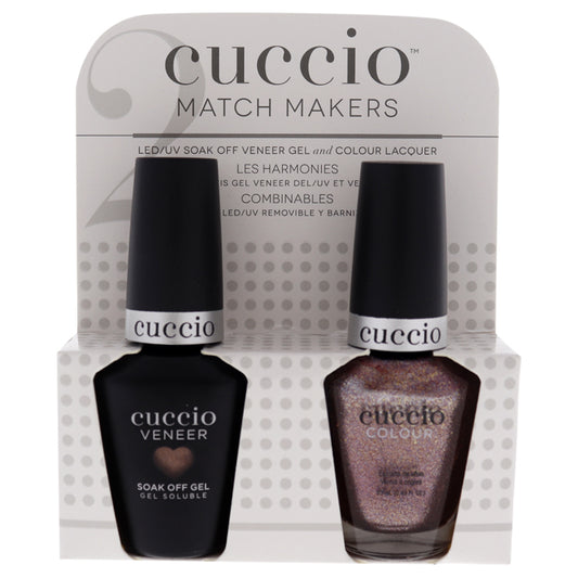 Match Makers Set - Coffe Tea or Me by Cuccio Colour for Women - 2 Pc 0.44oz Veneer Soak Of Gel Nail Polish, 0.43oz Colour Nail Polish