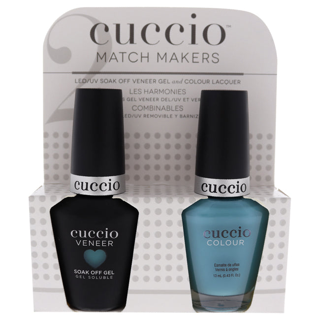 Match Makers Set - Aquaholic by Cuccio Colour for Women - 2 Pc 0.44oz Veneer Soak Of Gel Nail Polish, 0.43oz Colour Nail Polish