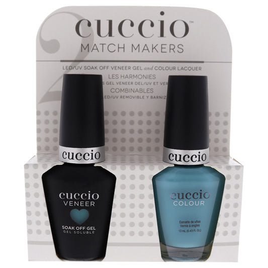 Match Makers Set - Aquaholic by Cuccio Colour for Women - 2 Pc 0.44oz Veneer Soak Of Gel Nail Polish, 0.43oz Colour Nail Polish