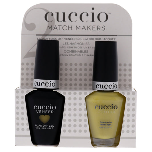 Match Makers Set - Seriously Celsius by Cuccio Colour for Women - 2 Pc 0.44oz Veneer Soak Of Gel Nail Polish, 0.43oz Colour Nail Polish