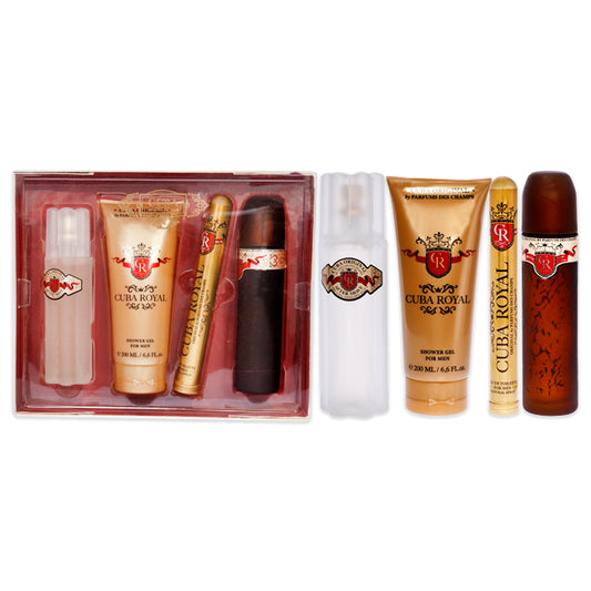 Cuba Royal by Cuba for Men - 4 Pc Gift Set 3.3oz EDT Spray, 1.17oz EDT Spray, 3.3oz After Shave, 6.7oz Shower Gel