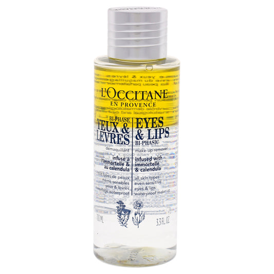 Eyes and Lips Bi-Phasic by LOccitane for Unisex - 3.3 oz Makeup Remover