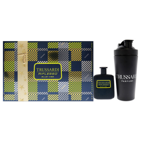 Riflesso Blue Vibe by Trussardi for Men - 2 Pc Gift Set 3.4 oz EDT Spray, Sport Bottle