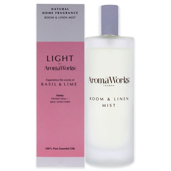 Light Room and Linen Mist - Basil and Lime by Aromaworks for Unisex - 3.4 oz Room Spray