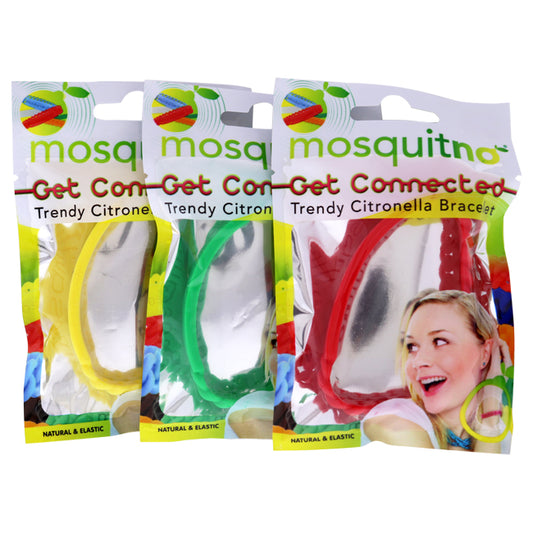 Get Connected Citronella Bracelet Set by Mosquitno for Unisex - 3 Pc Bracelet Red, Green, Yellow