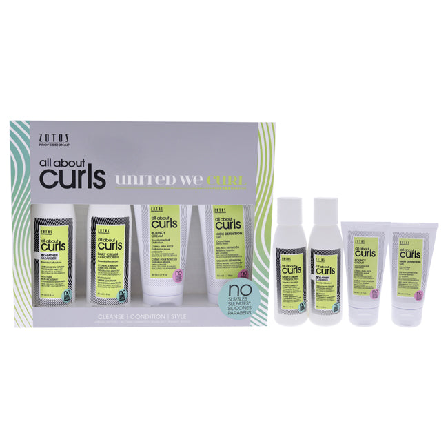 Starter Kit by All About Curls for Unisex - 4 Pc 3oz Cleanser, 3oz Conditioner, 1.7oz Gel, 1.7oz Cream