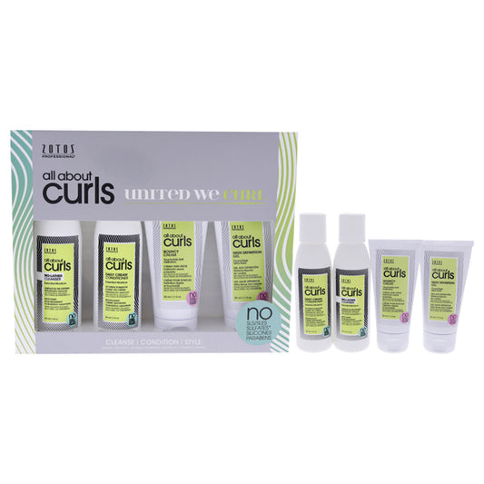 Starter Kit by All About Curls for Unisex - 4 Pc 3oz Cleanser, 3oz Conditioner, 1.7oz Gel, 1.7oz Cream