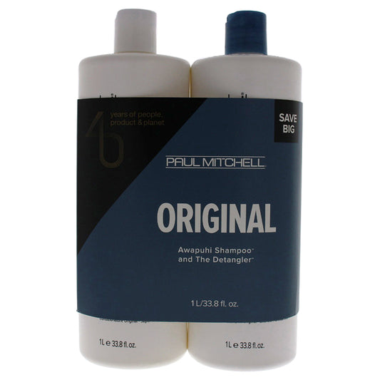 Original Set by Paul Mitchell for Unisex - 2 Pc 33.8oz Awapuhi Shampoo, 33.8oz Detangler