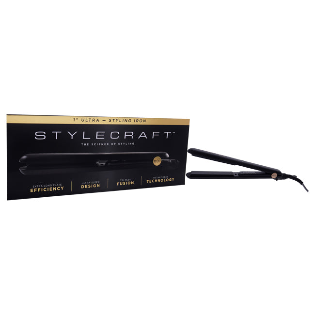 Ultra Styling Iron - SCUS1 Black by StyleCraft for Unisex - 1 Inch Flat Iron