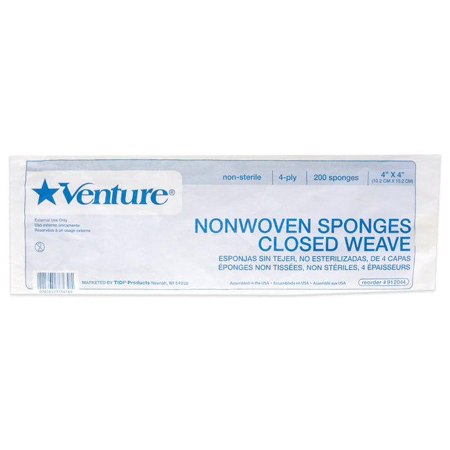Venture Non-Woven 4-Ply Closed Weave Sponge Non-Sterile by Tidi for Unisex - 200 Count Sponge