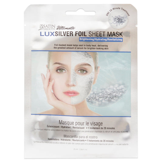 Ultimate LuxSilver Foil Sheet Mask by Satin Smooth for Women - 1 Pc Mask