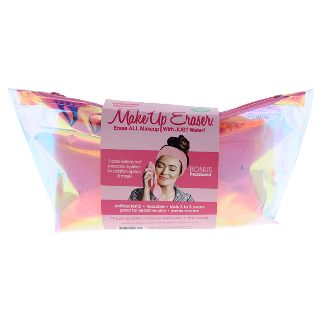 Hologram Essential by MakeUp Eraser for Women - 3 Pc Set Original MakeUp Eraser - Light Pink, Headband - Light Pink, Holographic Makeup Bag
