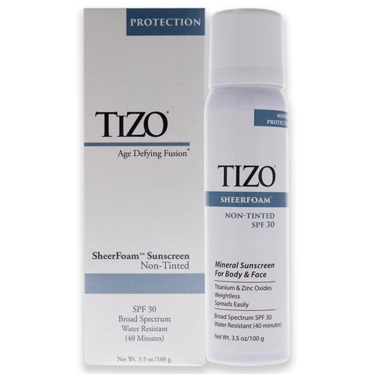 SheerFoam Body And Face Non-Tinted SPF 30 by Tizo for Unisex - 3.5 oz Sunscreen