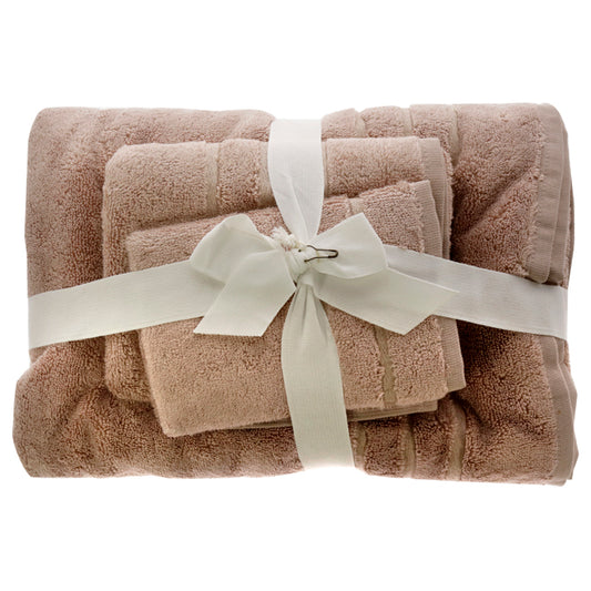 Bamboo Bath Towel Set - Blush by Cariloha for Unisex - 3 Pc Bath Towel, Hand Towel, Washcloth