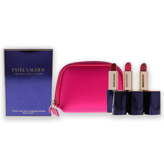 Pure Color Envy Sculpting Lipsticks Trio by Estee Lauder for Women - 3 x 0.12 oz Lipstick - 280 Ambitious Pink, Lipstick - 260 Eccentric, Lipstick - 340 Envious