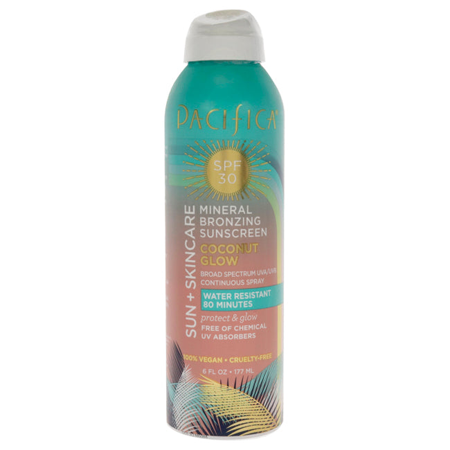 Mineral Bronzing Sunscreen Spray SPF 30 - Coconut Glow by Pacifica for Women - 6 oz Sunscreen