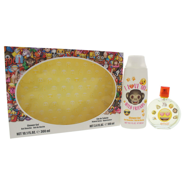 I Love My Wild Friends by Emoji for Kids - 2 Pc Gift Set 3.4oz EDT Spray, 10.1oz Shower Gel