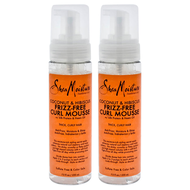 Coconut & Hibiscus Frizz-Free Curl Mousse - Pack of 2 by Shea Moisture for Unisex - 7.5 oz Mousse